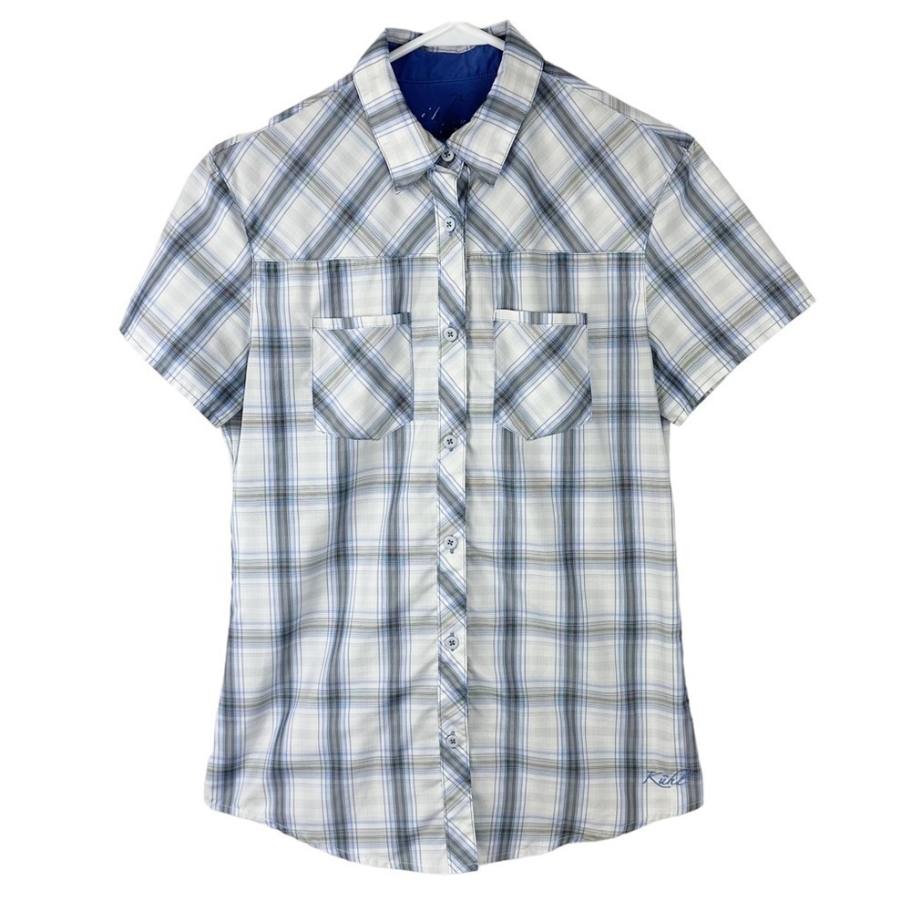Kuhl Mountain Culture Ionik Blue and White Plaid Shirt UPF 30 Size Small